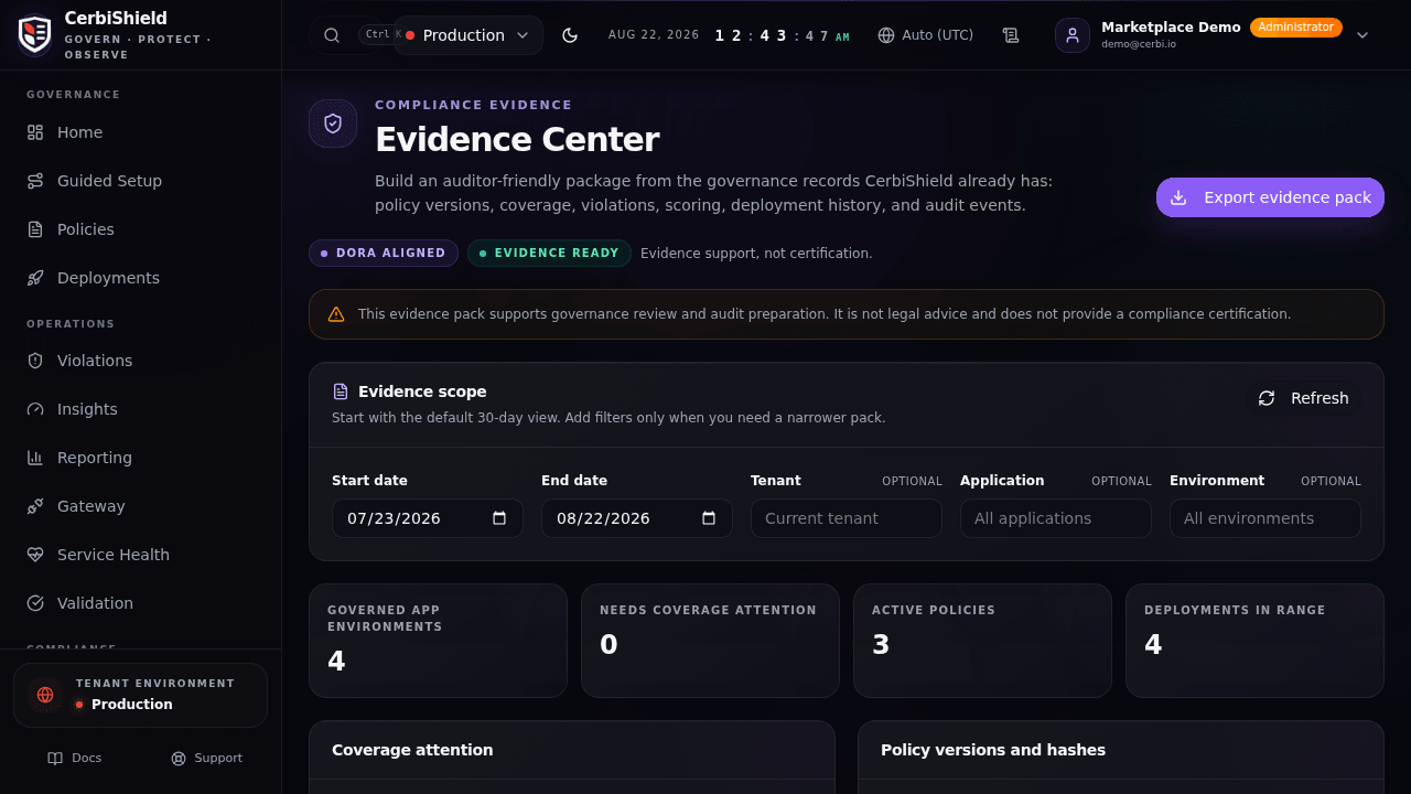 CerbiShield Evidence Center