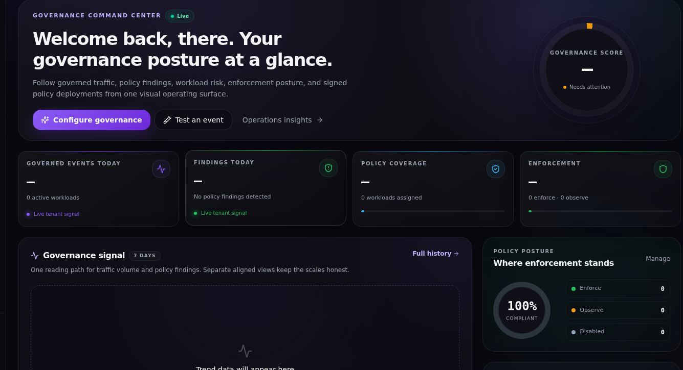 CerbiShield Governance Command Center August 2026 release-preview screen